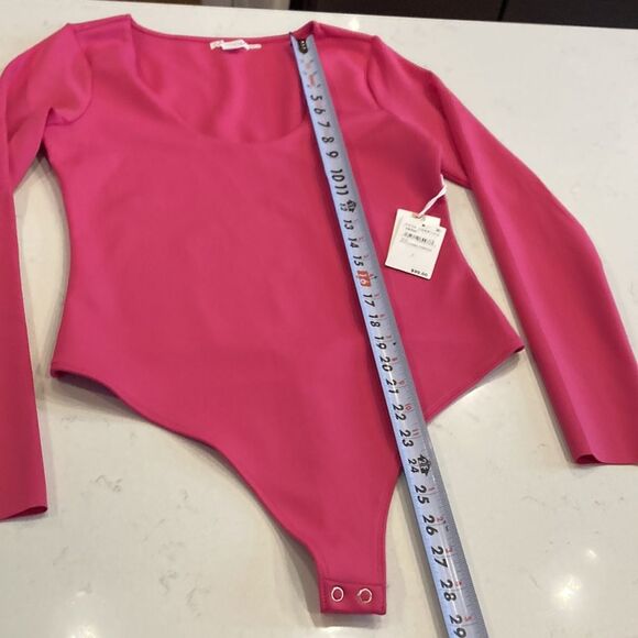 NEW Good American Pink Balletcore Bodysuit Scoop Neckline long sleeve snap large - Picture 5 of 8